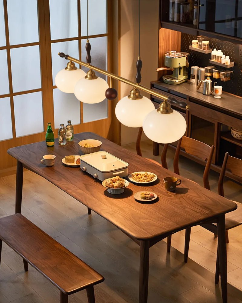 Runell Premium Elegance Traditional Wood Glass Pendant Lamp