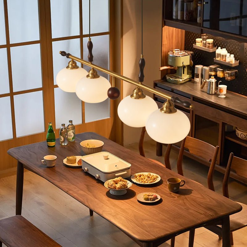 Runell Premium Elegance Traditional Wood Glass Pendant Lamp