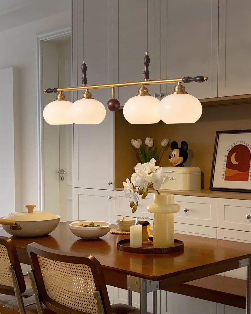Runell Premium Elegance Traditional Wood Glass Pendant Lamp