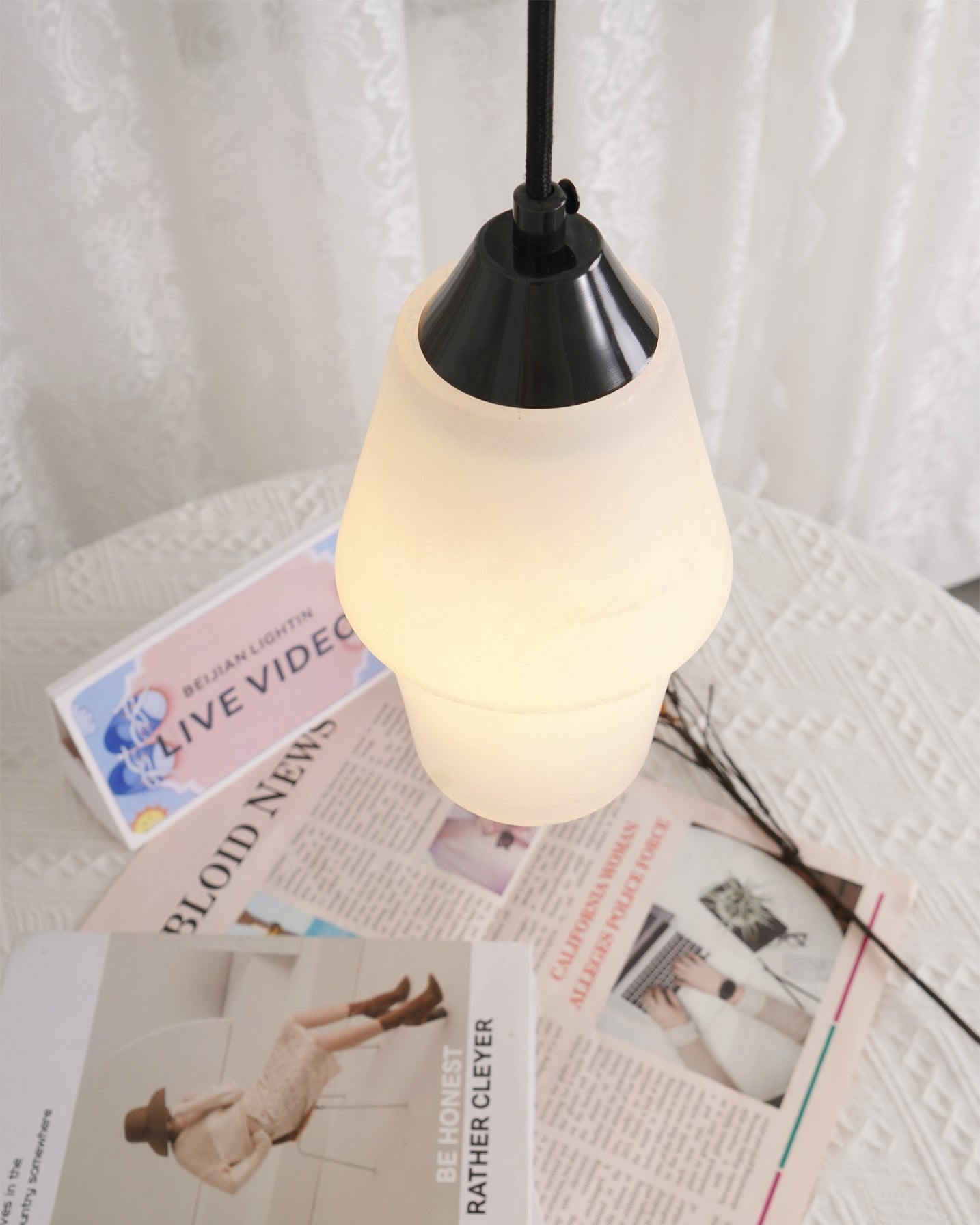 Ostara Brass & Alabaster Pendant Lamp
