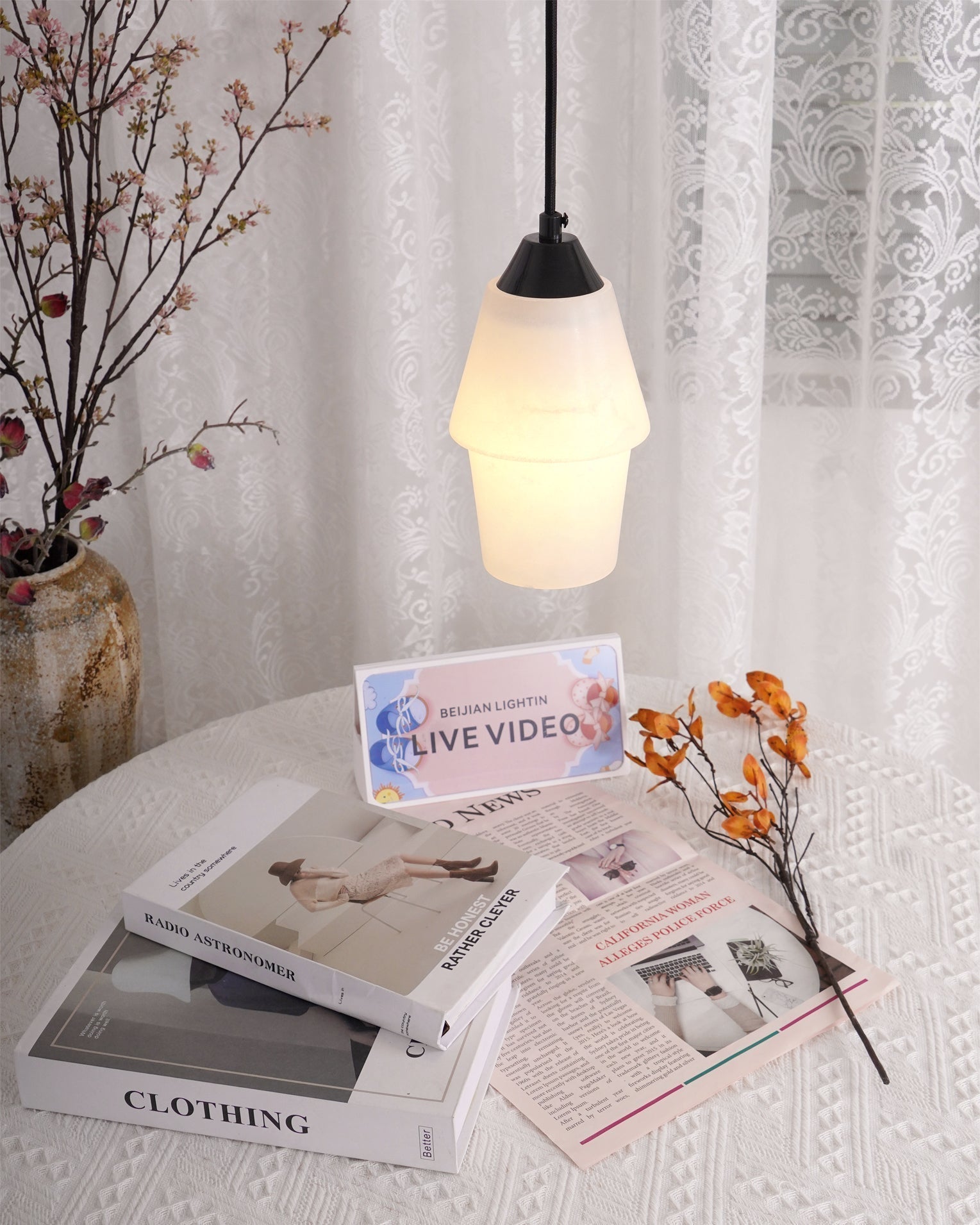 Ostara Brass & Alabaster Pendant Lamp