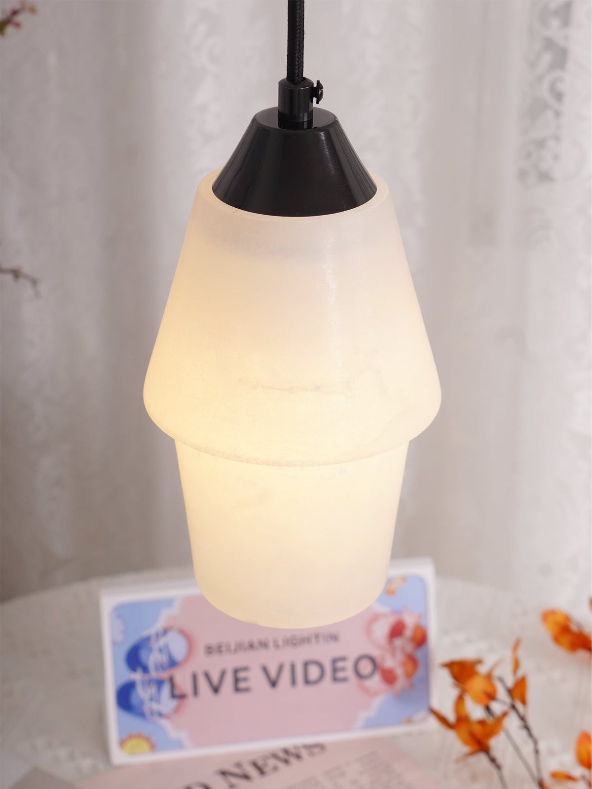 Ostara Brass & Alabaster Pendant Lamp