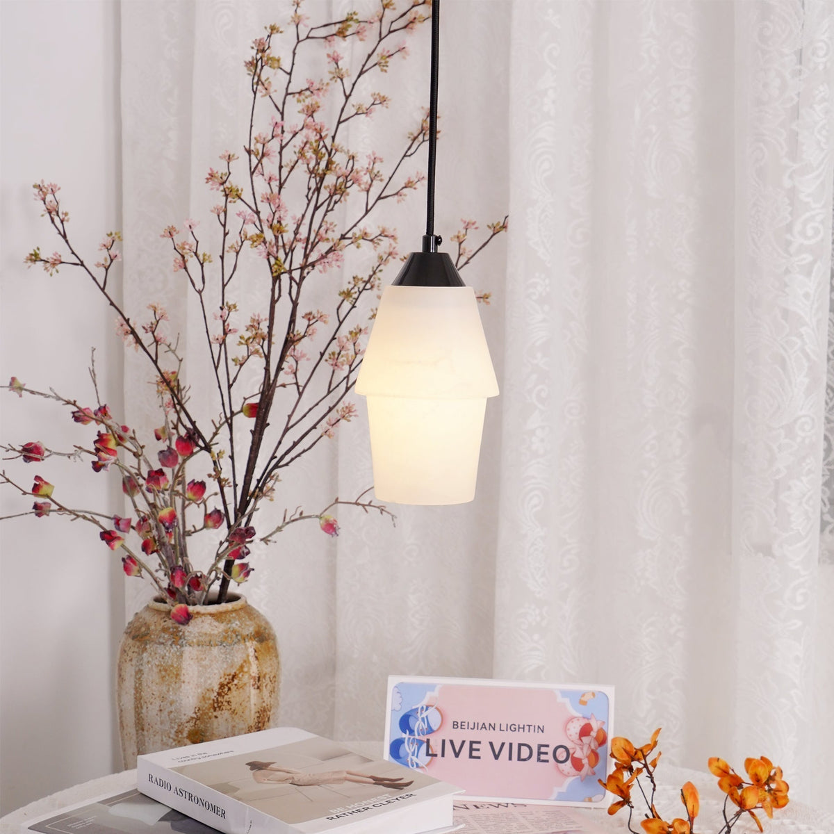 Ostara Brass & Alabaster Pendant Lamp