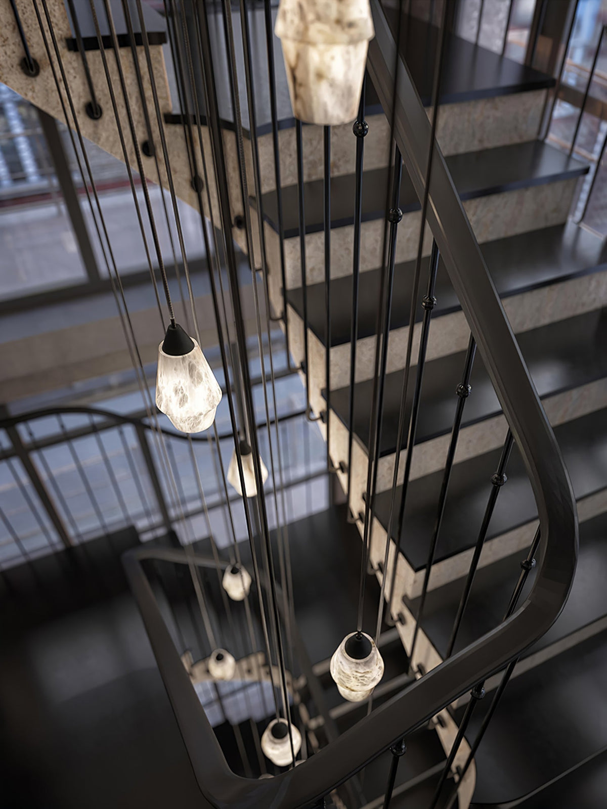 Ostara Brass & Alabaster Pendant Lamp
