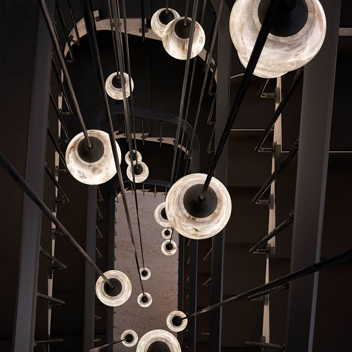 Ostara Brass & Alabaster Pendant Lamp