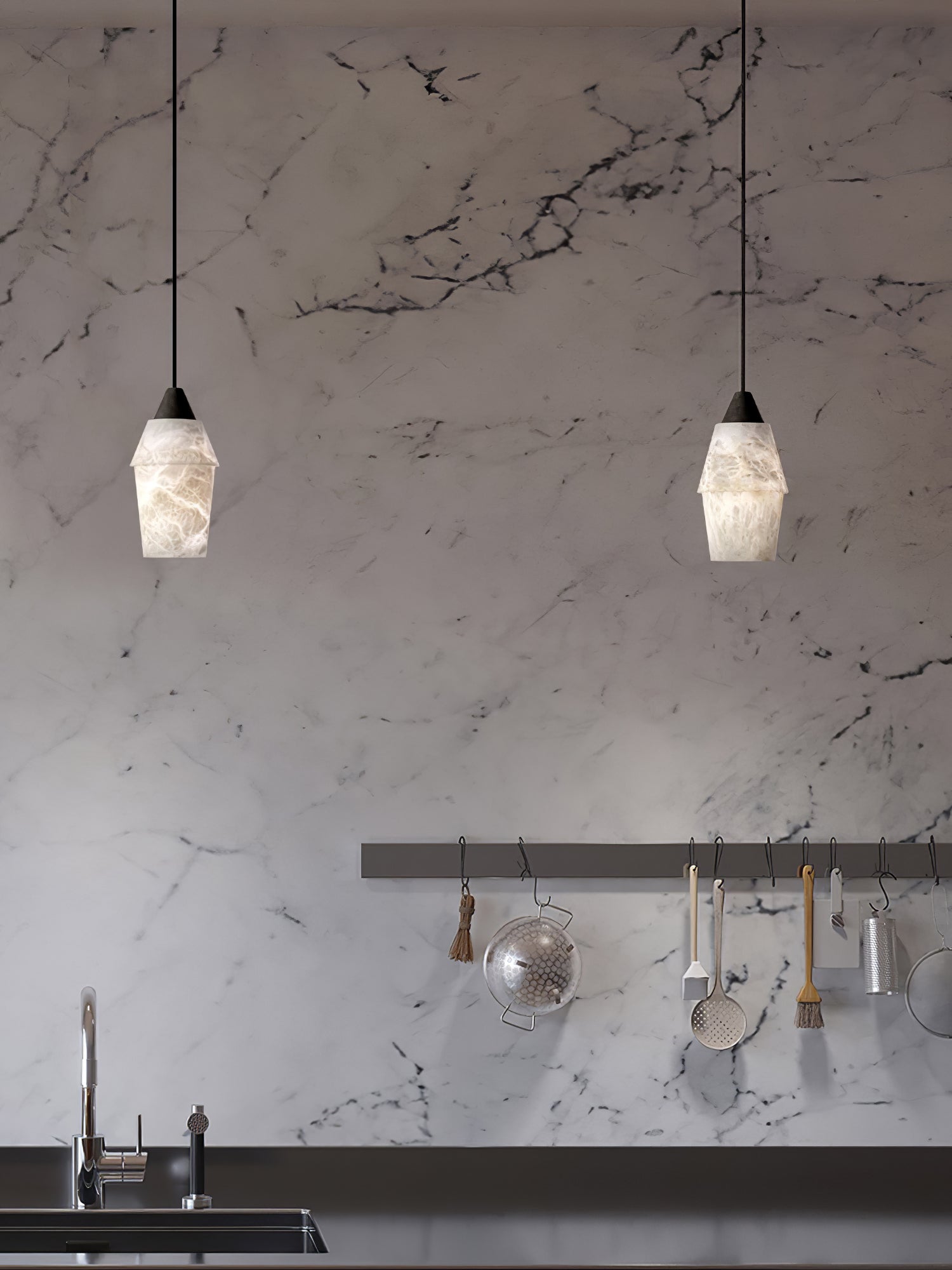 Ostara Brass & Alabaster Pendant Lamp