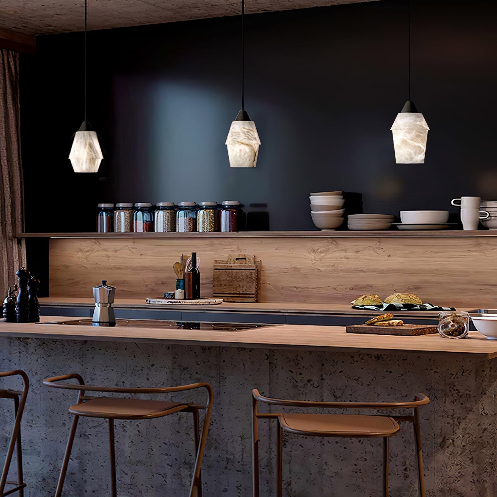 Ostara Brass & Alabaster Pendant Lamp