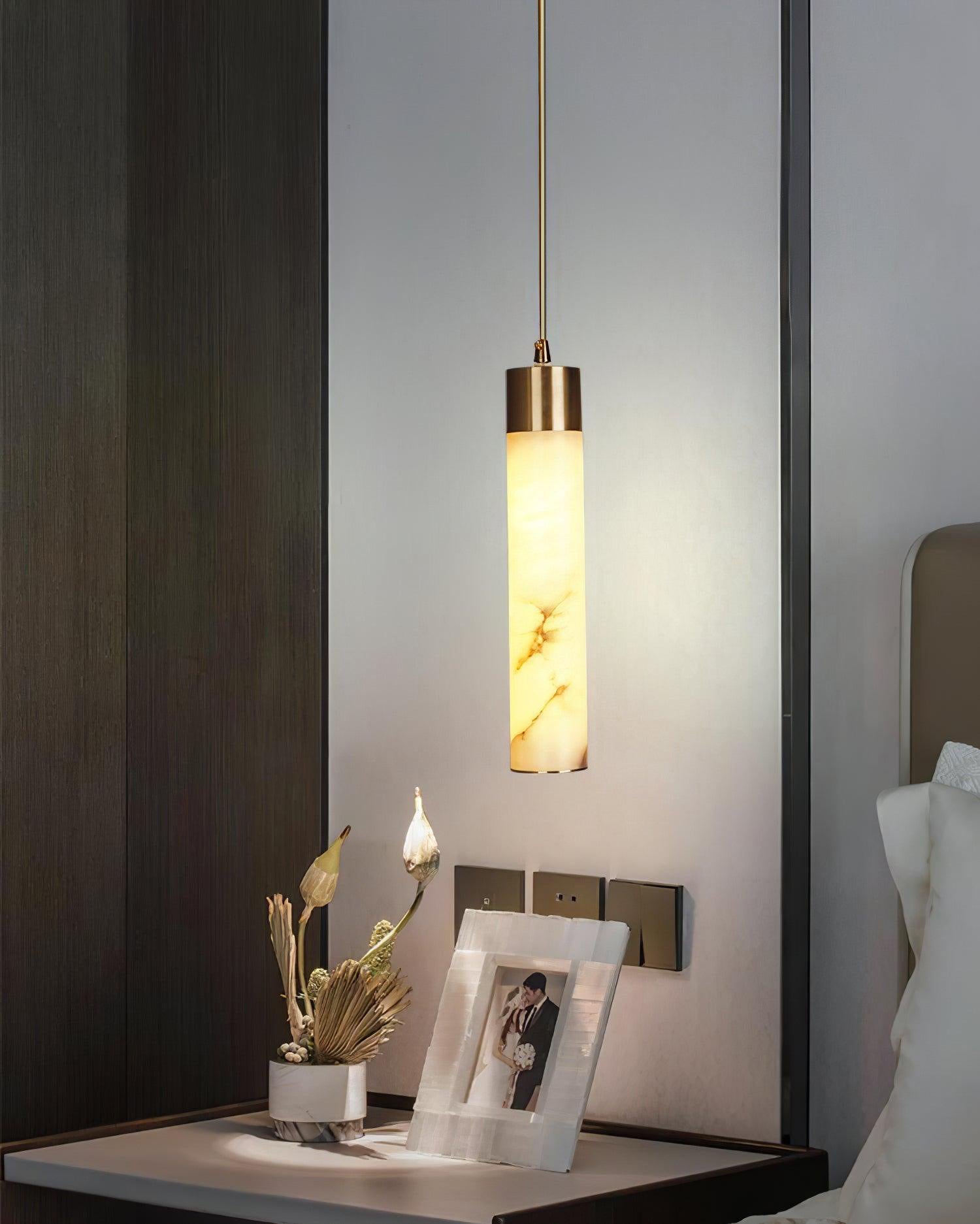 Rin Cylinder Alabaster Pendant Light