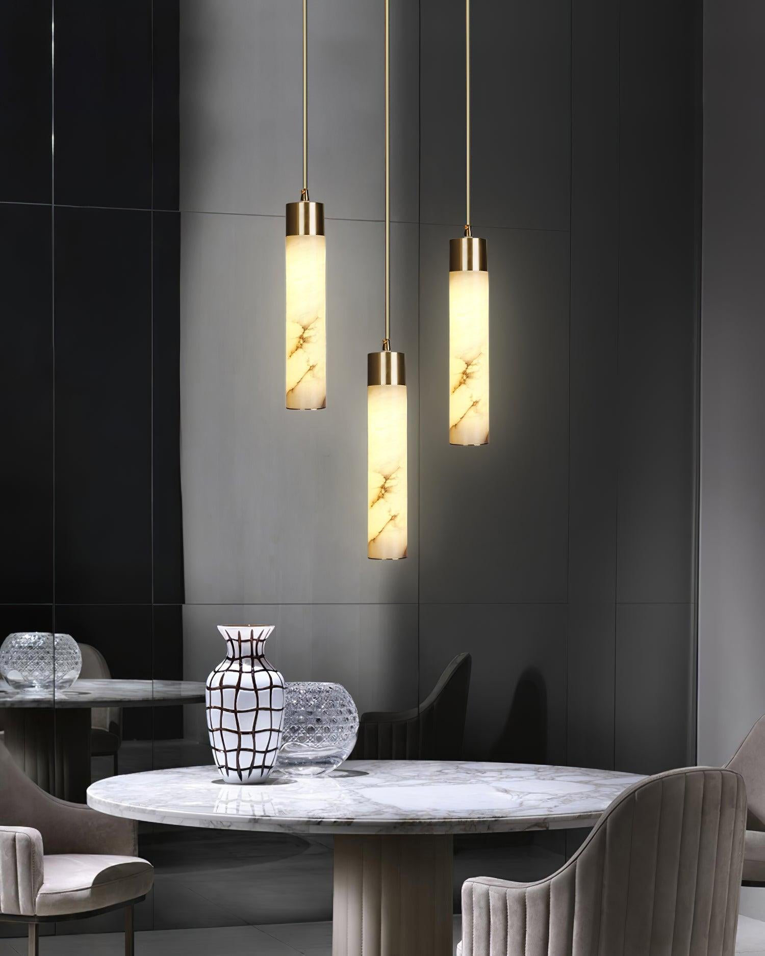 Rin Cylinder Alabaster Pendant Light