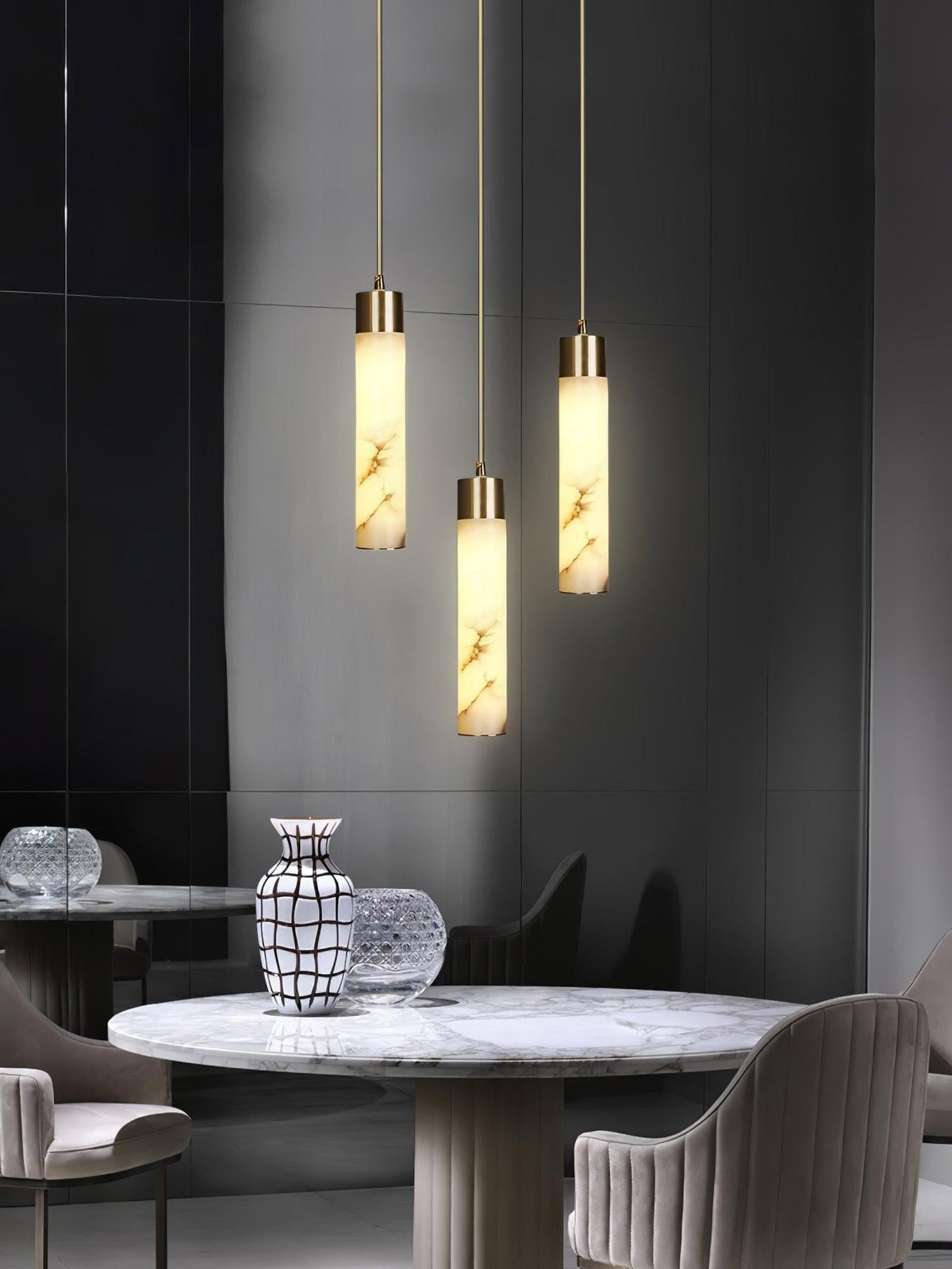 Rin Cylinder Alabaster Pendant Light