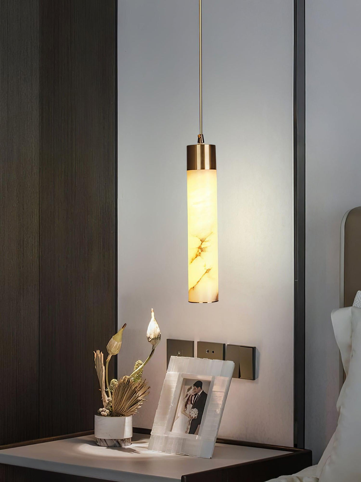 Rin Cylinder Alabaster Pendant Light