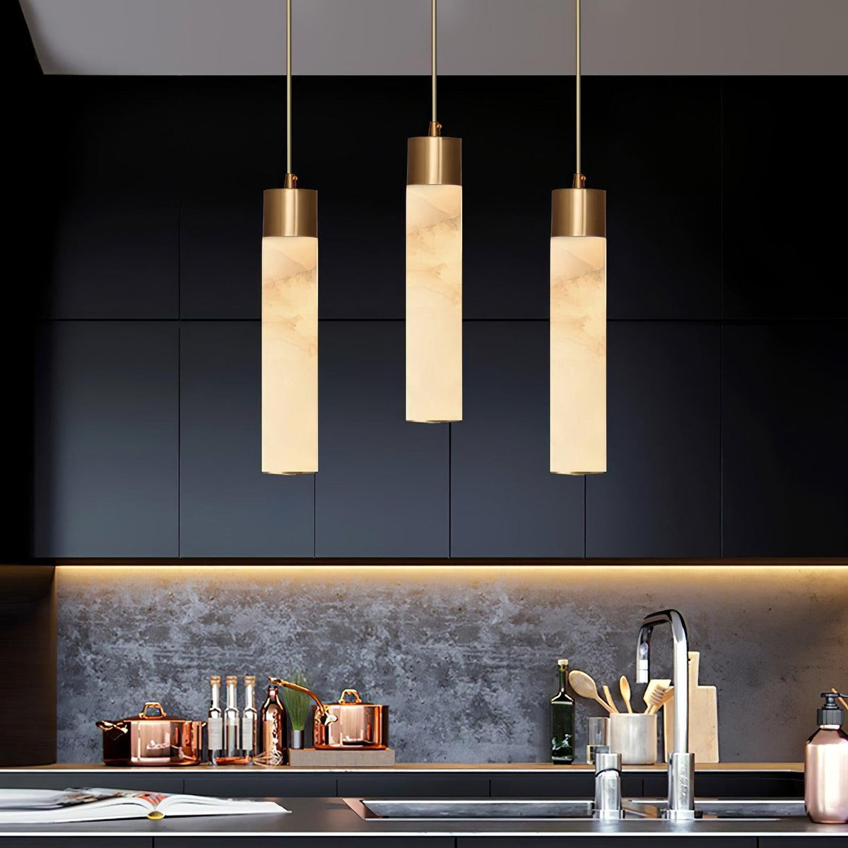 Rin Cylinder Alabaster Pendant Light