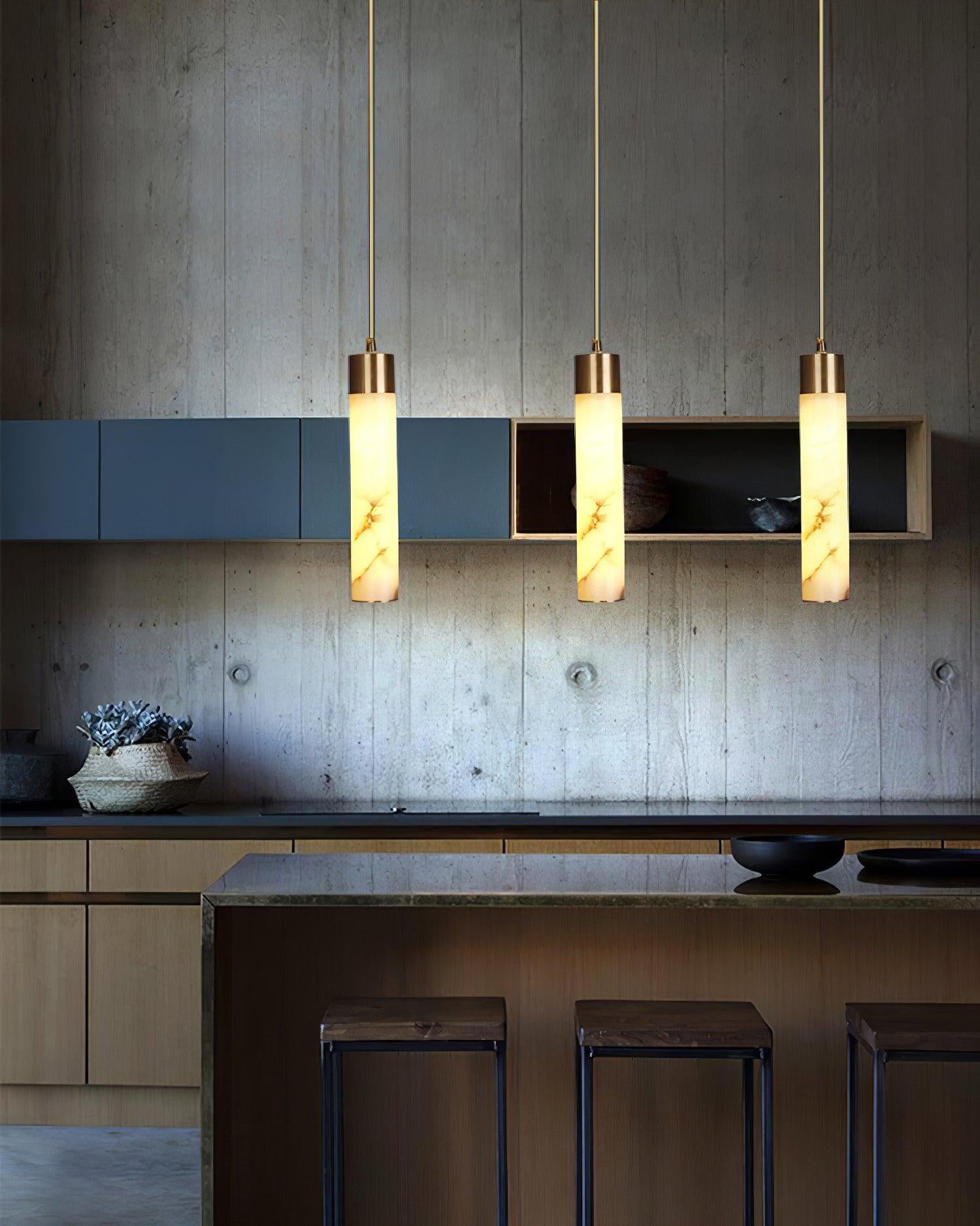 Rin Cylinder Alabaster Pendant Light