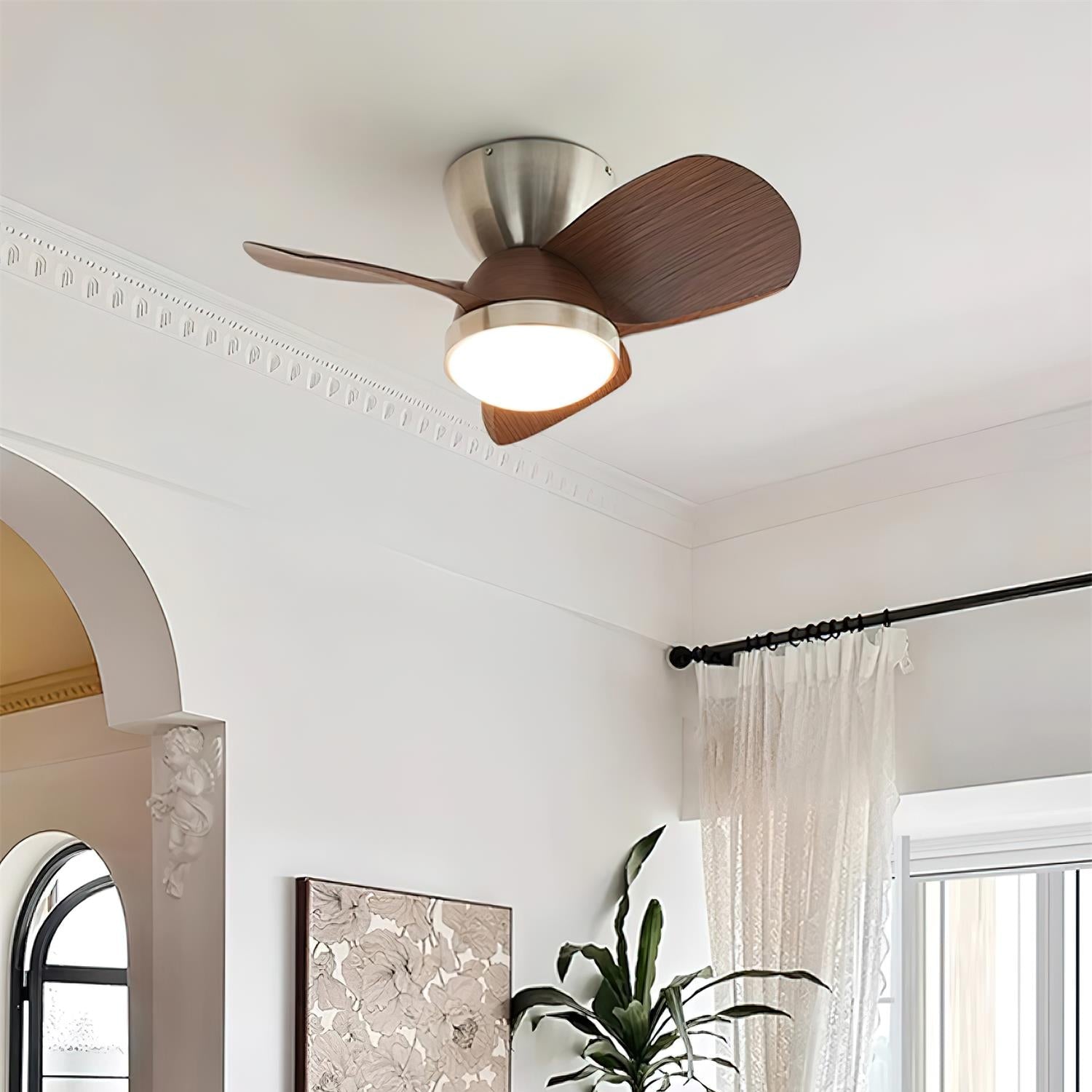 Rinerel Modern Wood Ceiling Fan Light