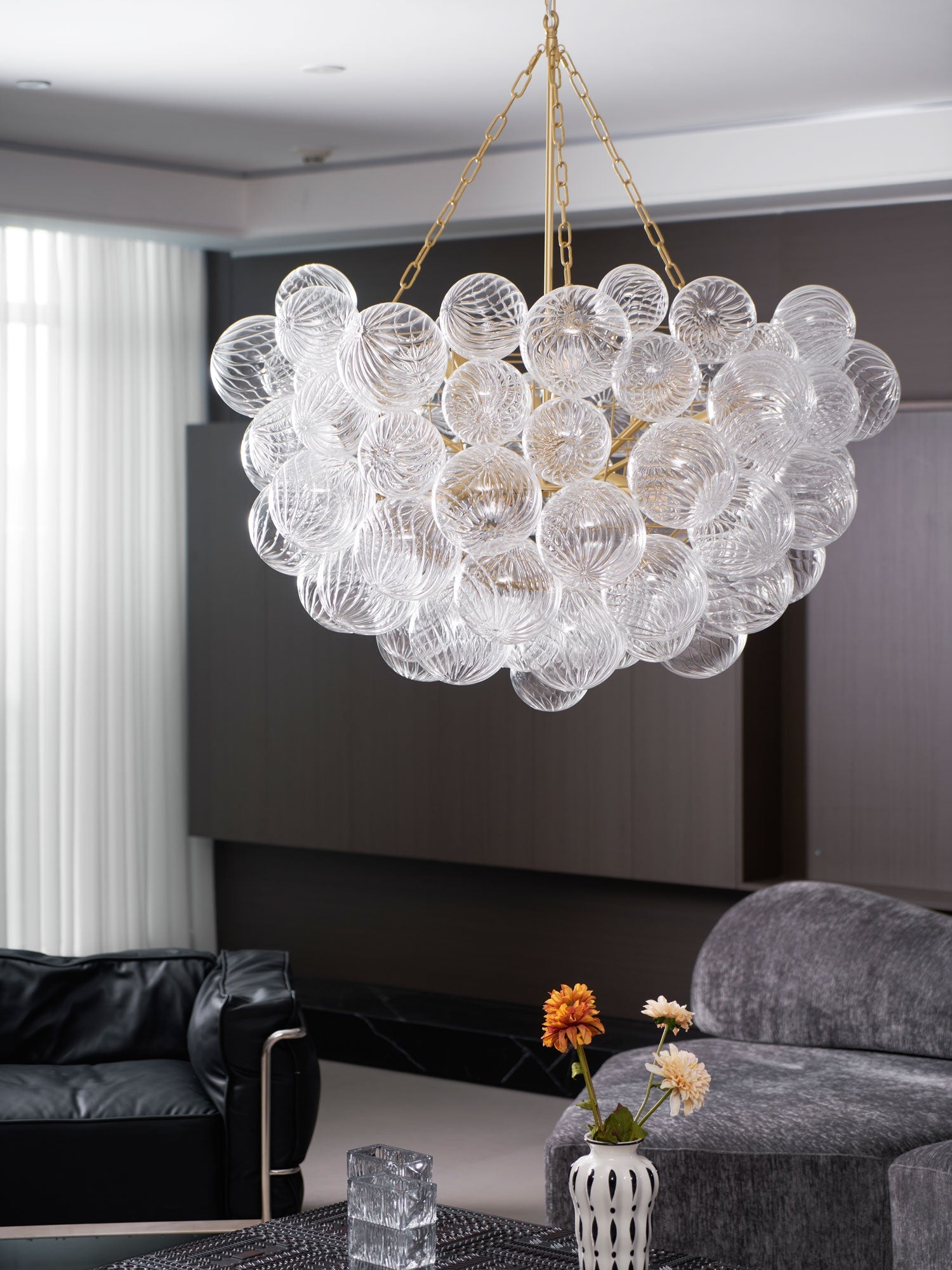 Talia Chandelier Glass Sphere Cascade - Neutral Decor