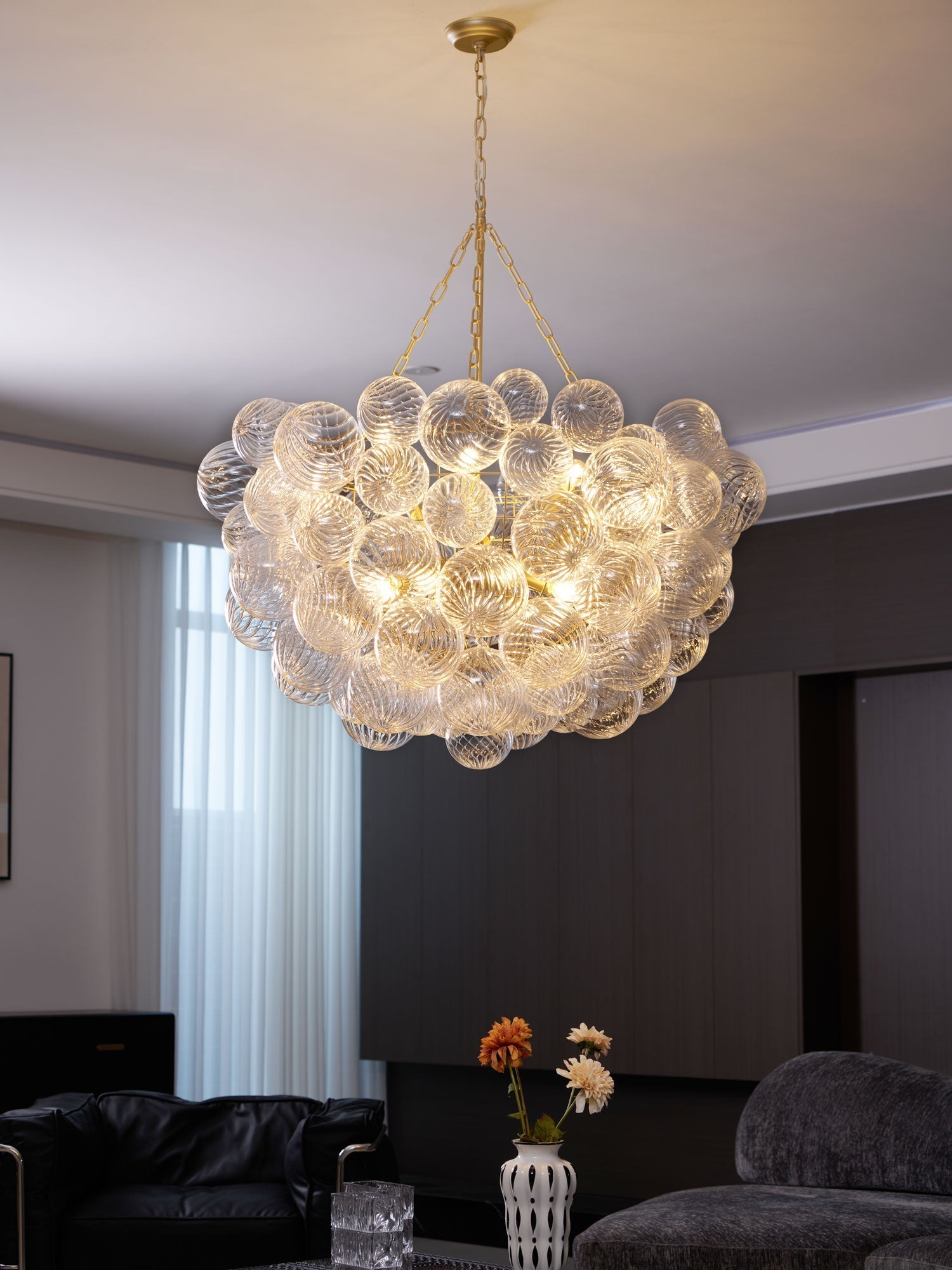 Talia Chandelier Glass Sphere Cascade - Neutral Decor