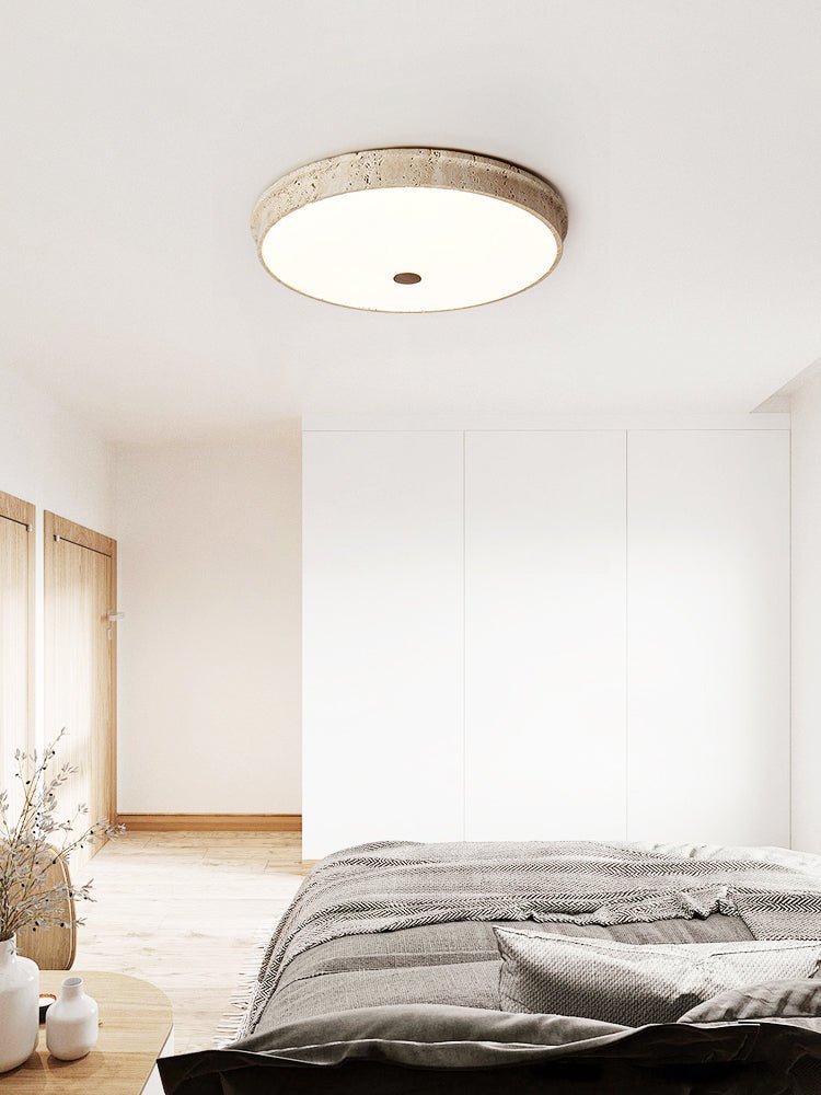 Seriraine Disc Yellow Travertine Ceiling Lamp
