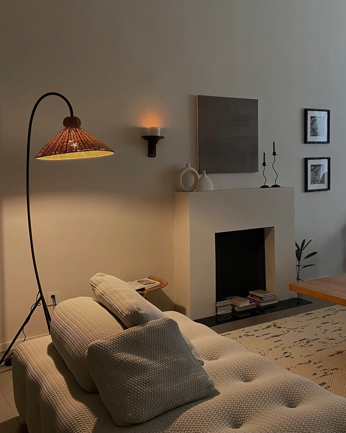 Sombrero Rattan Arc Floor Lamp