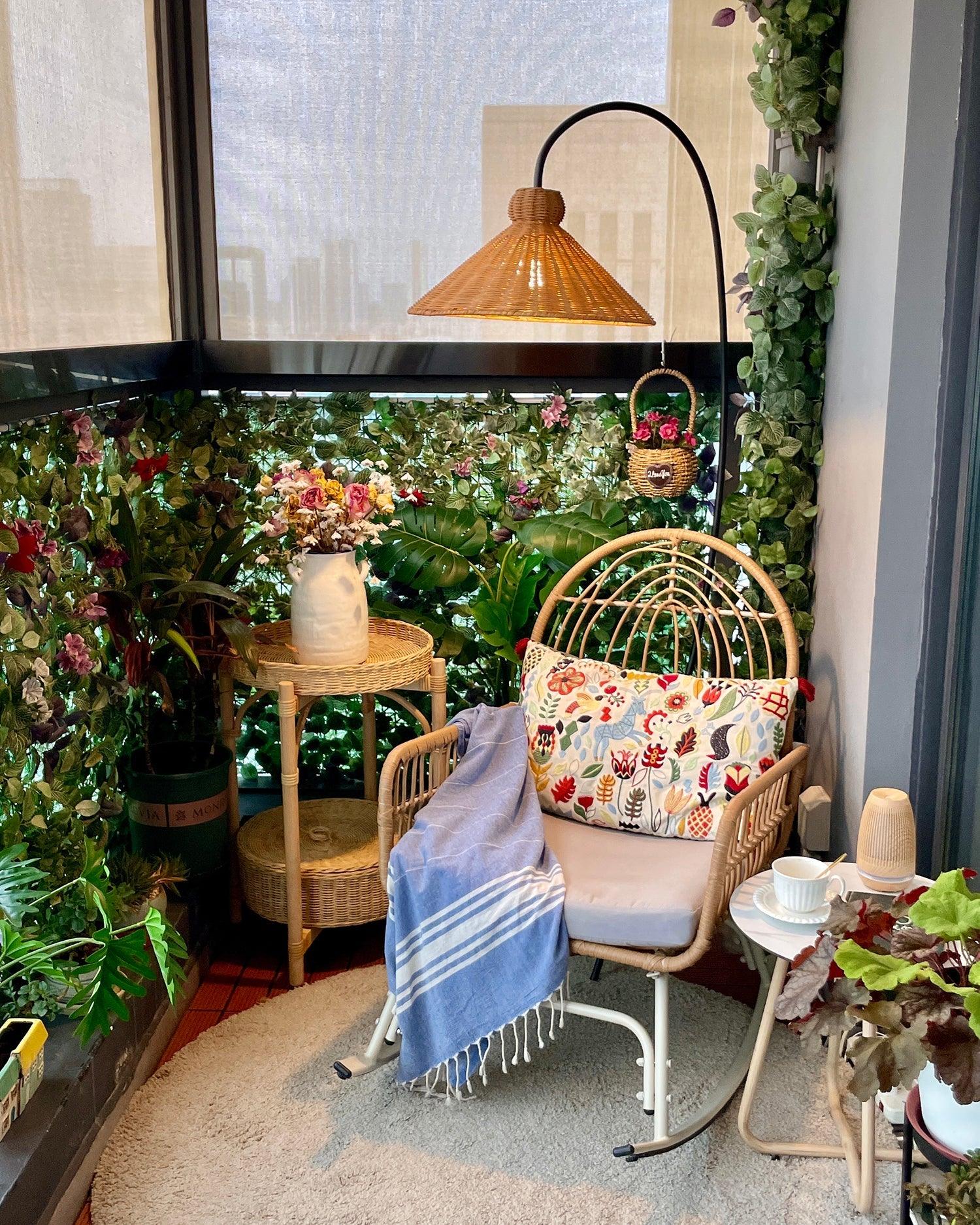 Sombrero Rattan Arc Floor Lamp