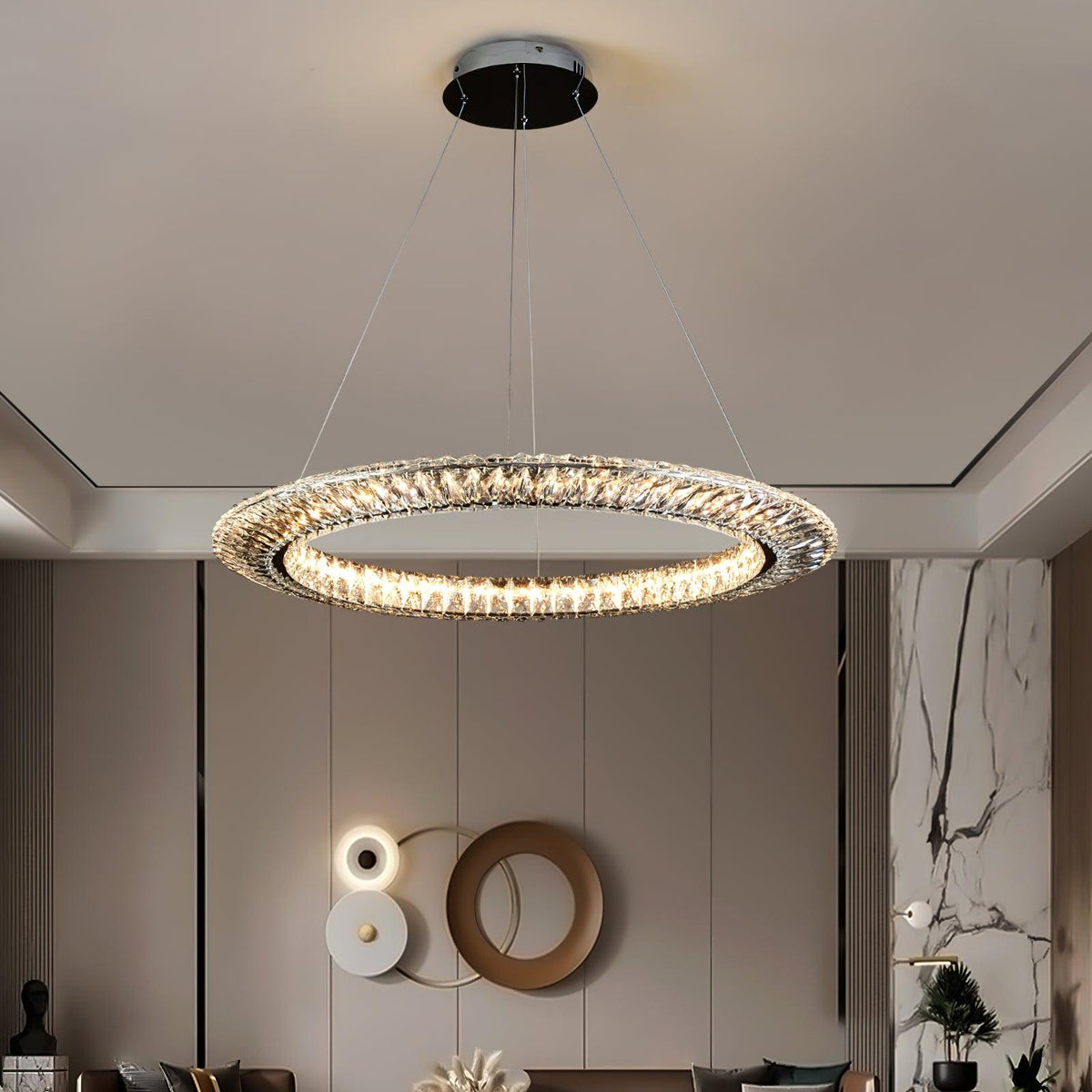Tev Chandelier Geometric Crystal LED Elegant