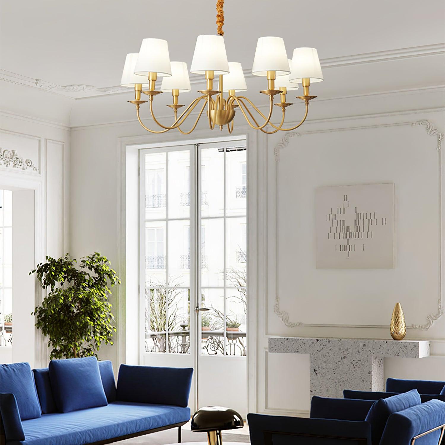 Auruora Chandelier Brass Fabric Shade Classic