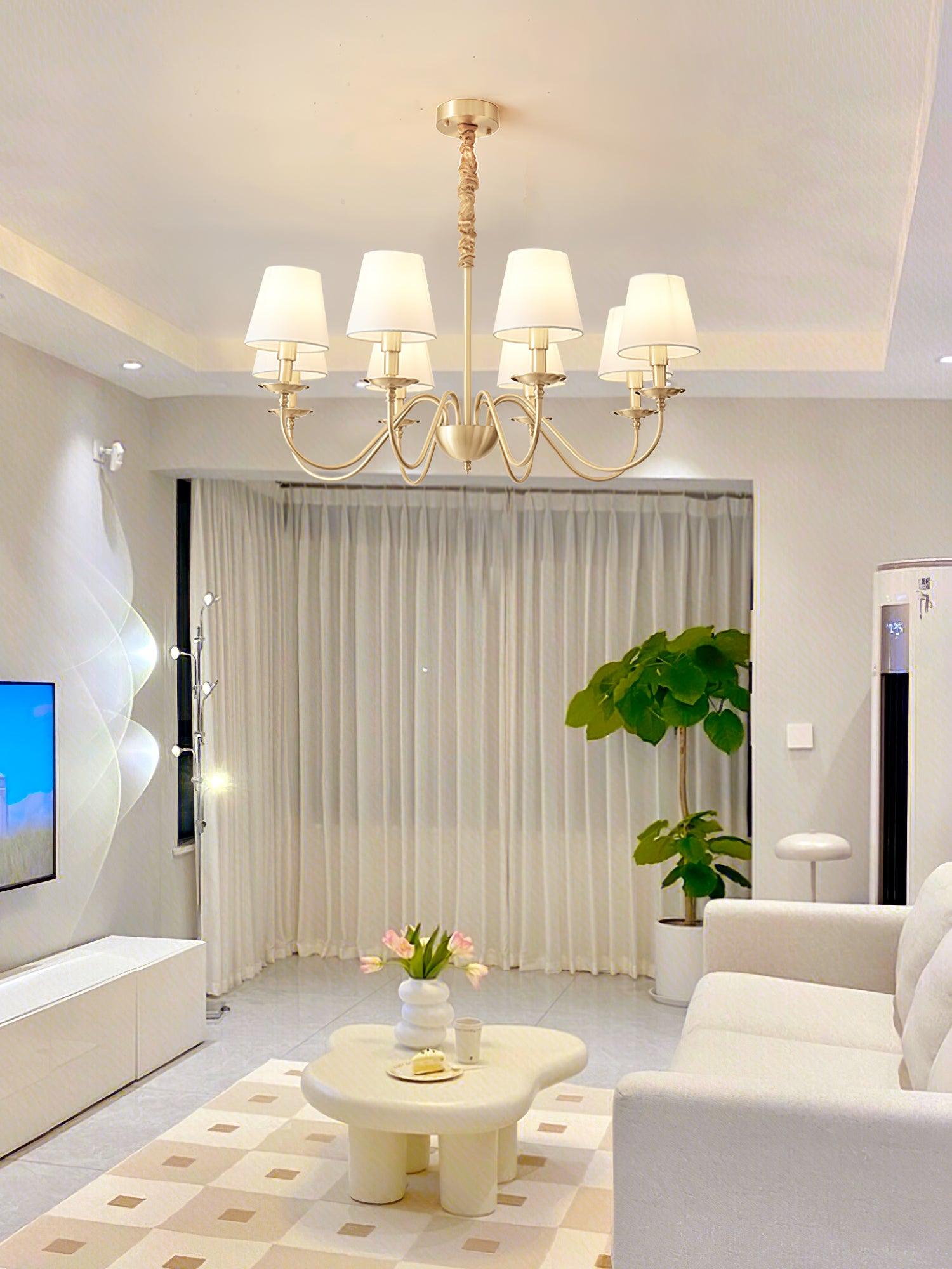 Auruora Chandelier Brass Fabric Shade Classic