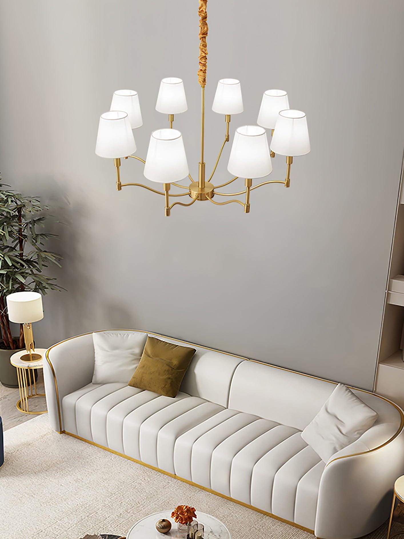 Auruora Chandelier Brass Fabric Shade Classic