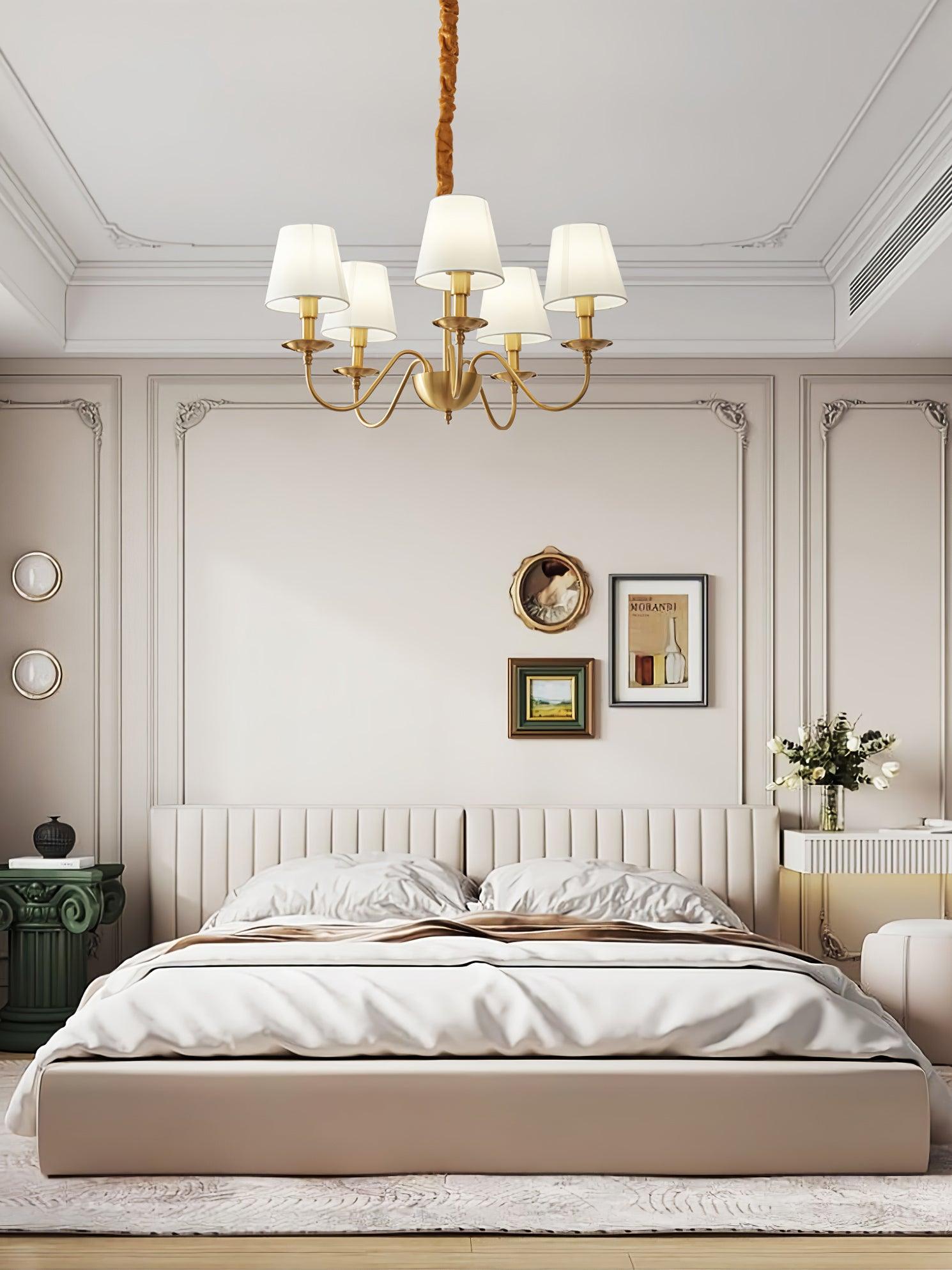 Auruora Chandelier Brass Fabric Shade Classic