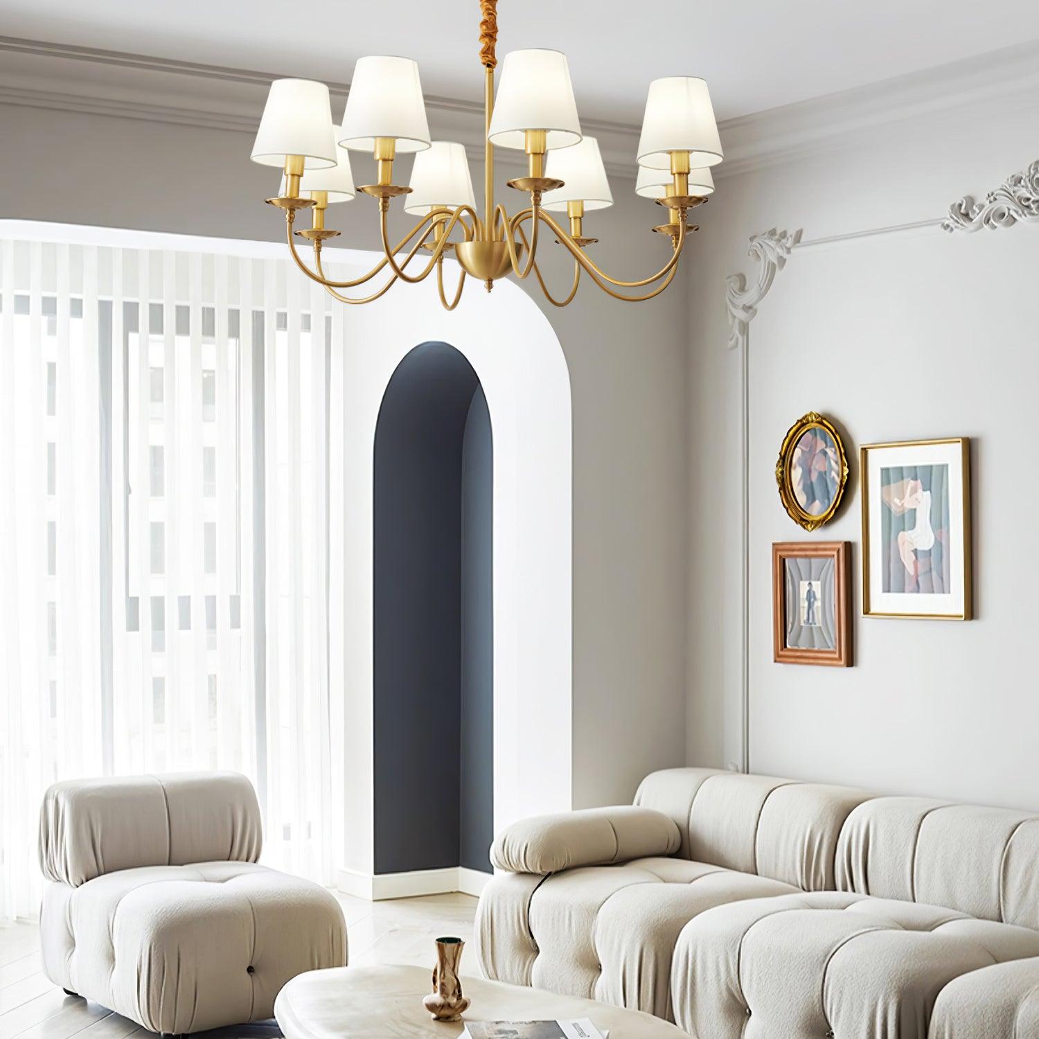 Auruora Chandelier Brass Fabric Shade Classic