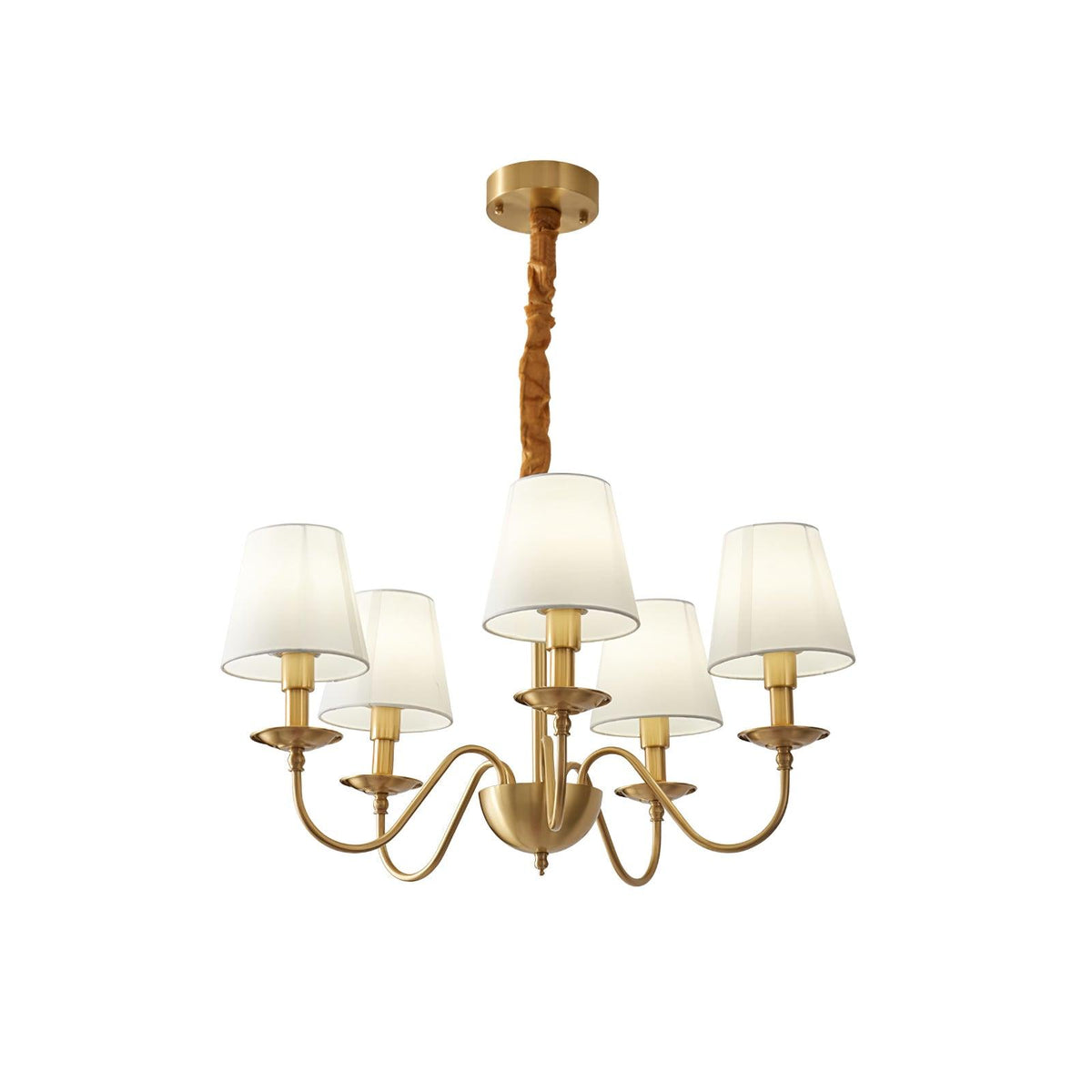 Auruora Chandelier Brass Fabric Shade Classic