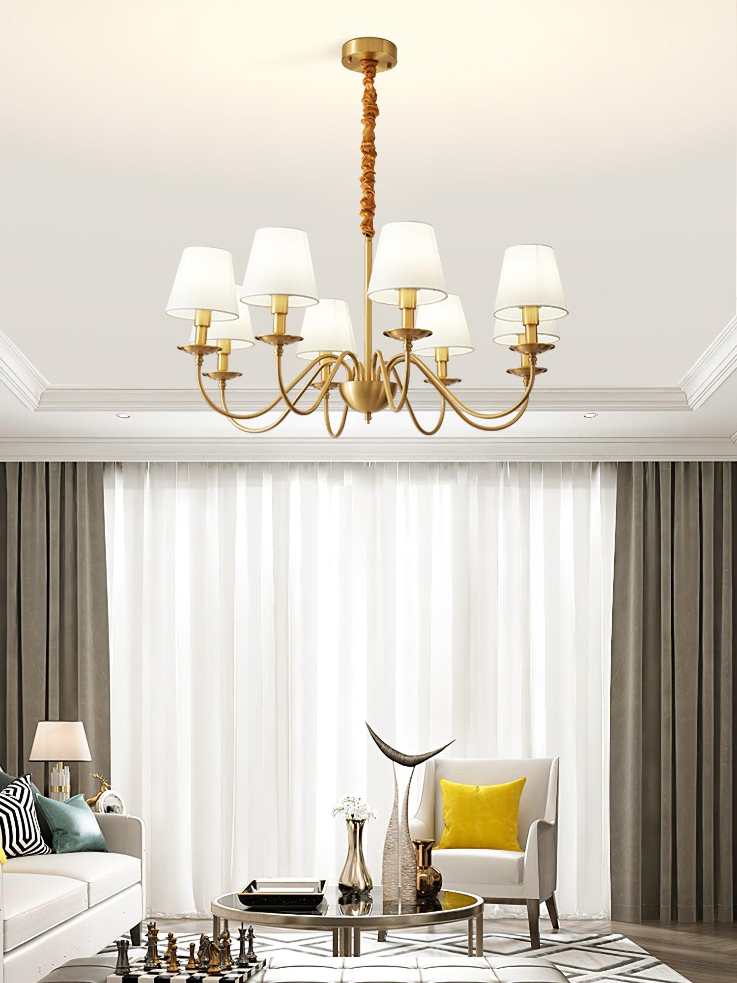 Auruora Chandelier Brass Fabric Shade Classic