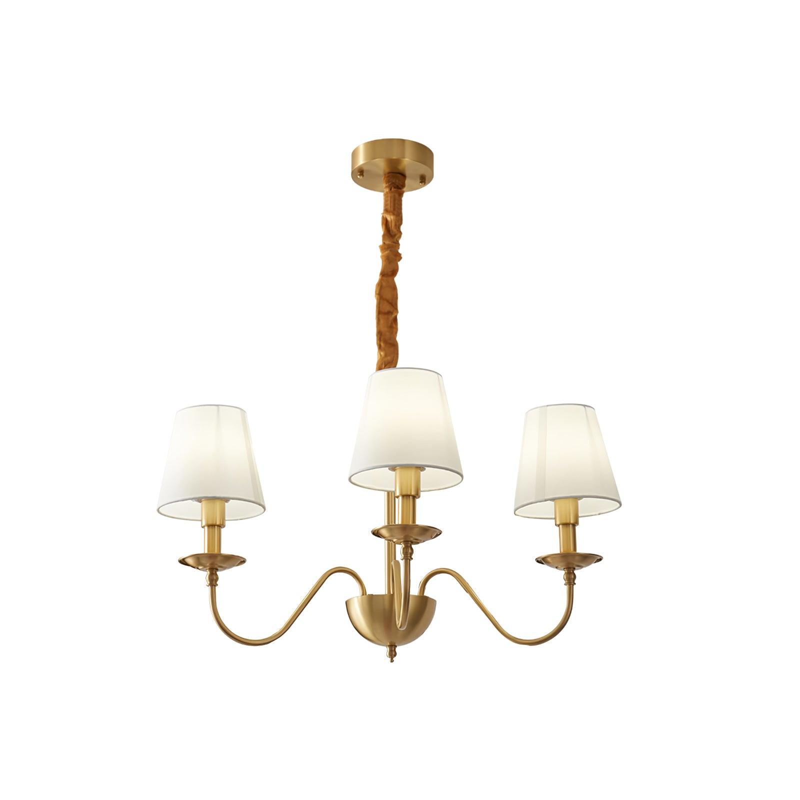 Auruora Chandelier Brass Fabric Shade Classic