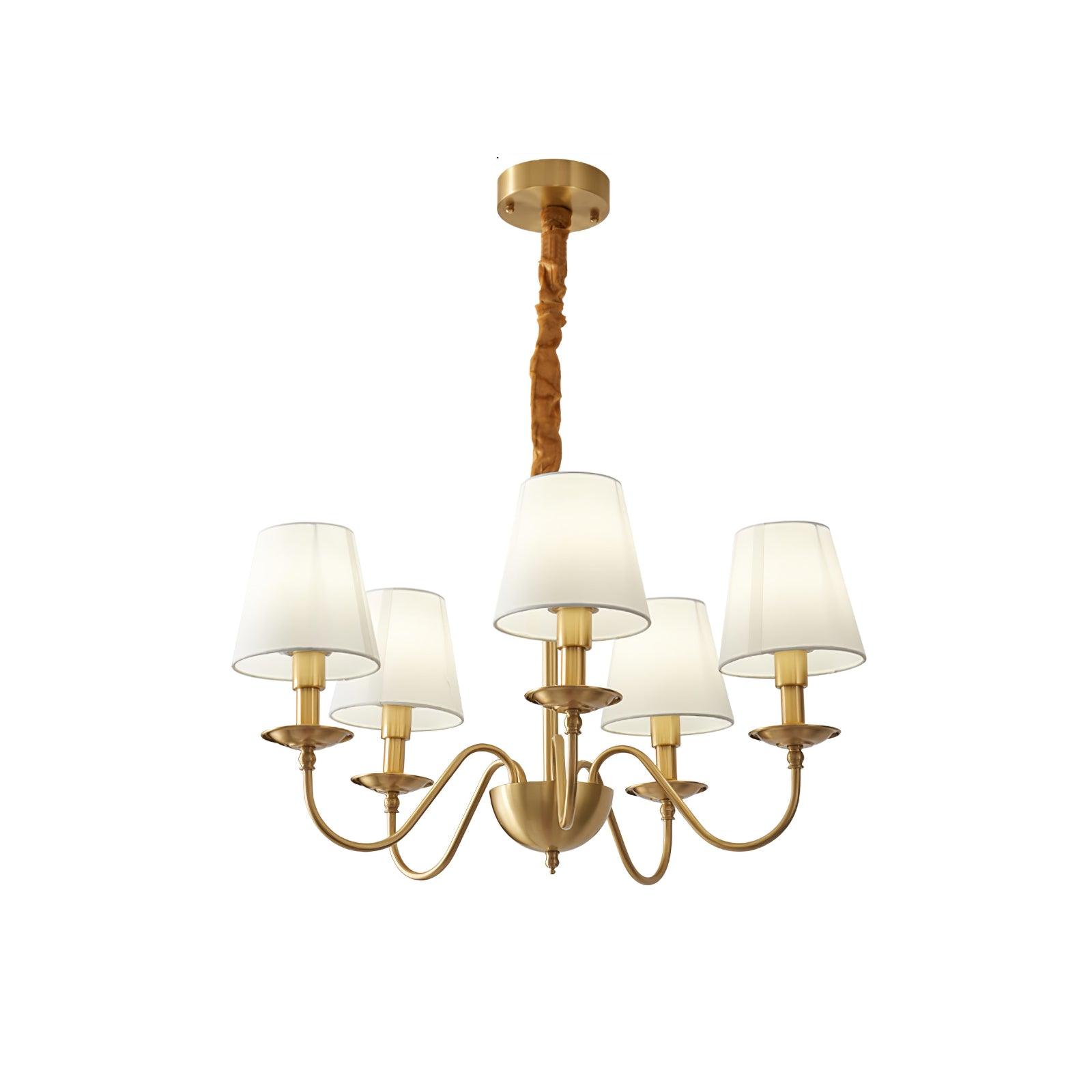 Auruora Chandelier Brass Fabric Shade Classic