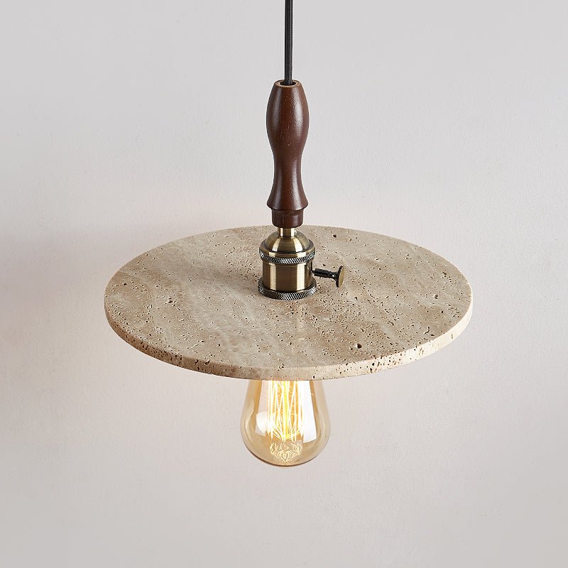 Pylg Yellow Travertine Disc Pendant Light