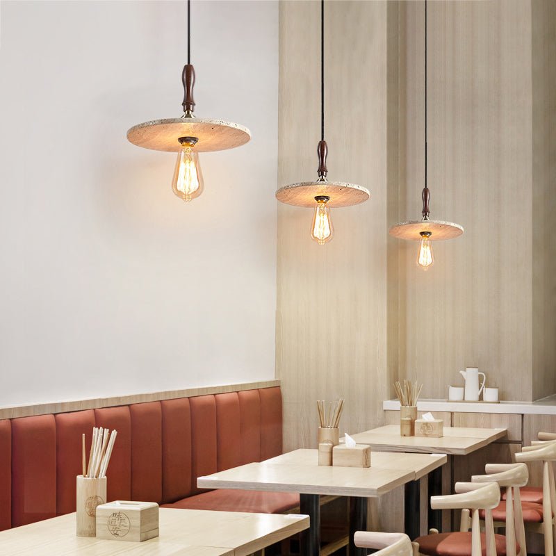 Pylg Yellow Travertine Disc Pendant Light