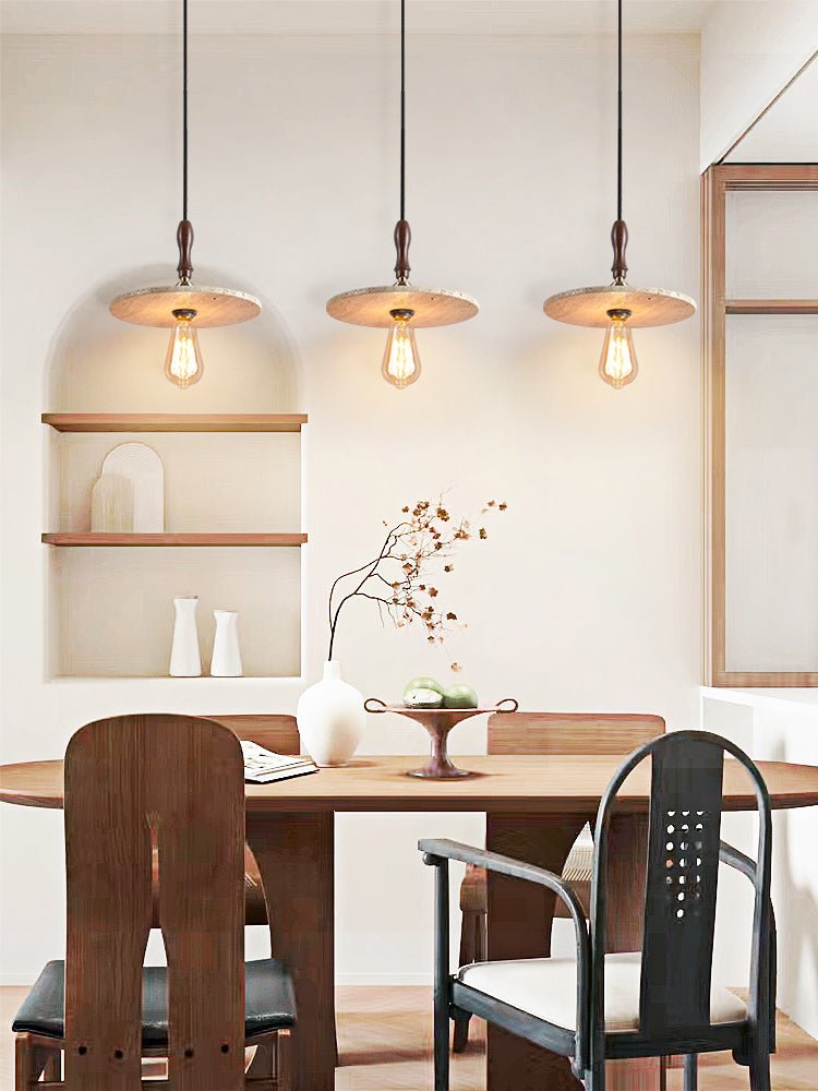 Pylg Yellow Travertine Disc Pendant Light