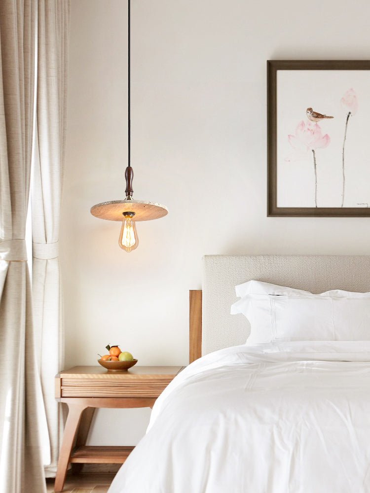 Pylg Yellow Travertine Disc Pendant Light