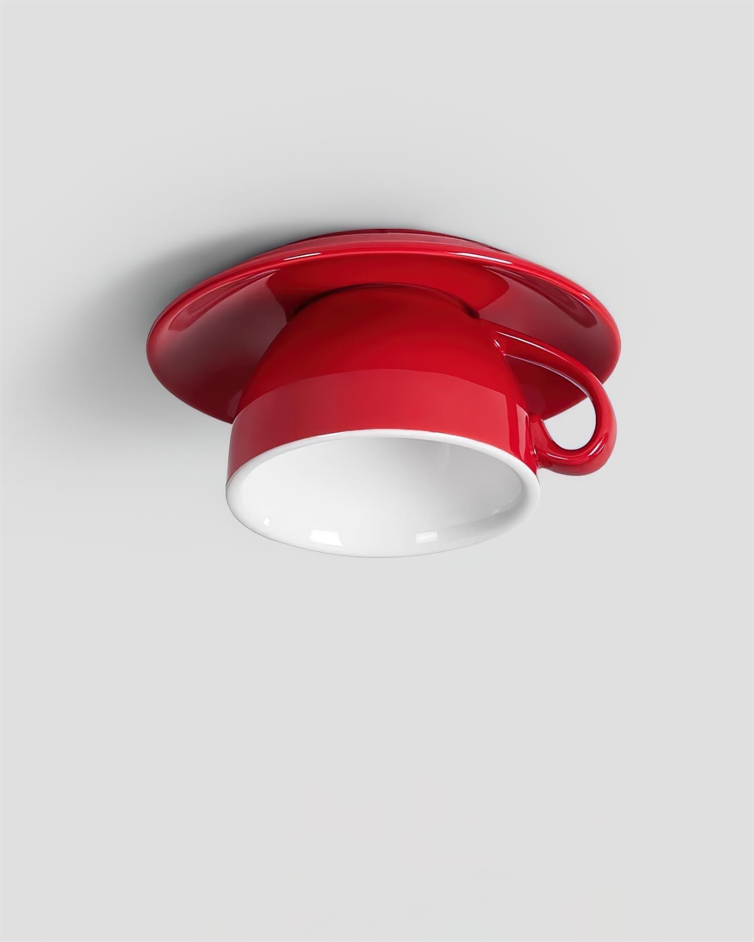 Teacup Ceiling Lamp Red Ceramics - Neutral Decor