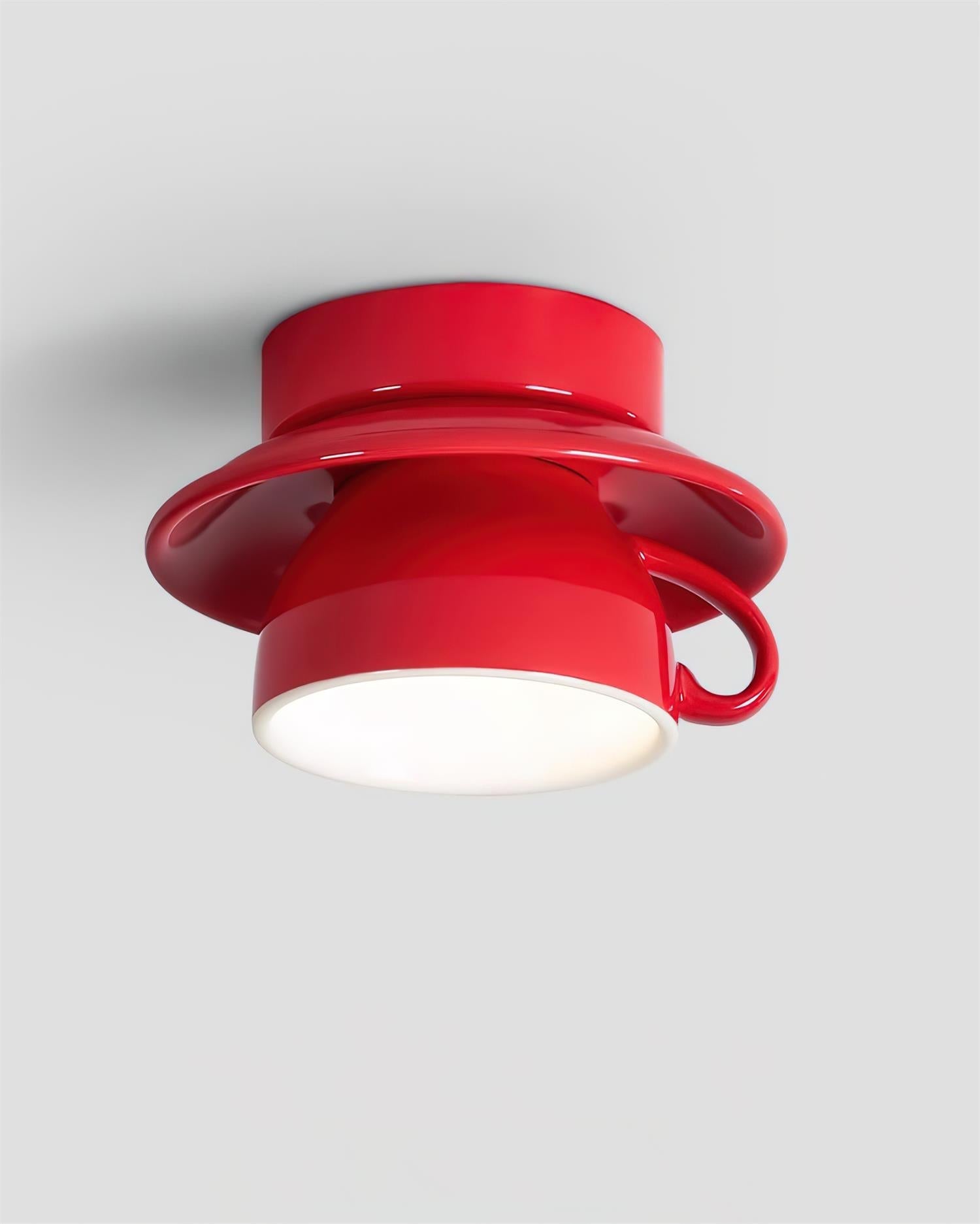 Teacup Ceiling Lamp Red Ceramics - Neutral Decor