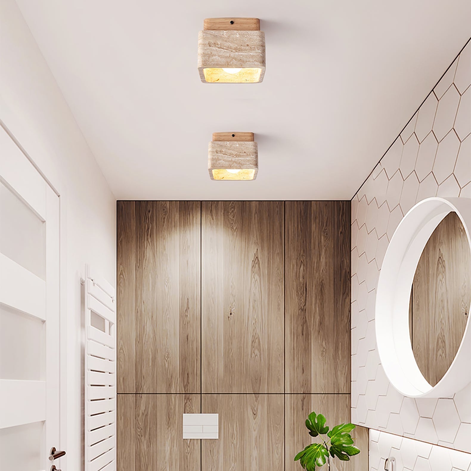 Alaearis Textured Travertine Ceiling Light - Neutral Decor
