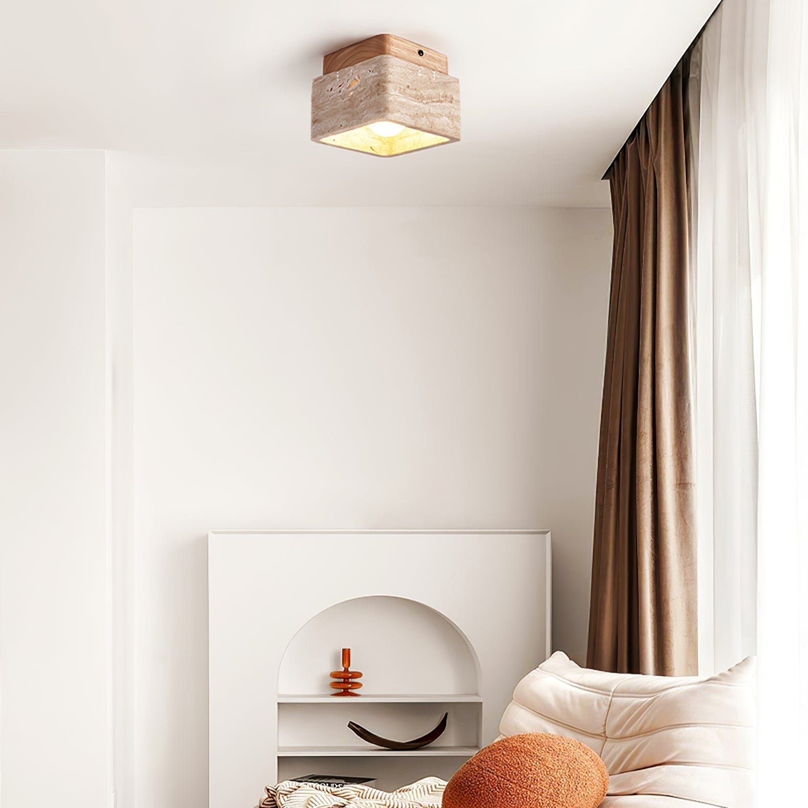 Alaearis Textured Travertine Ceiling Light - Neutral Decor