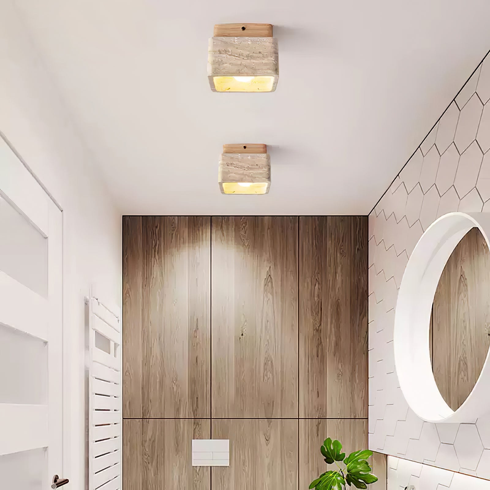 Alaearis Textured Travertine Ceiling Light - Neutral Decor