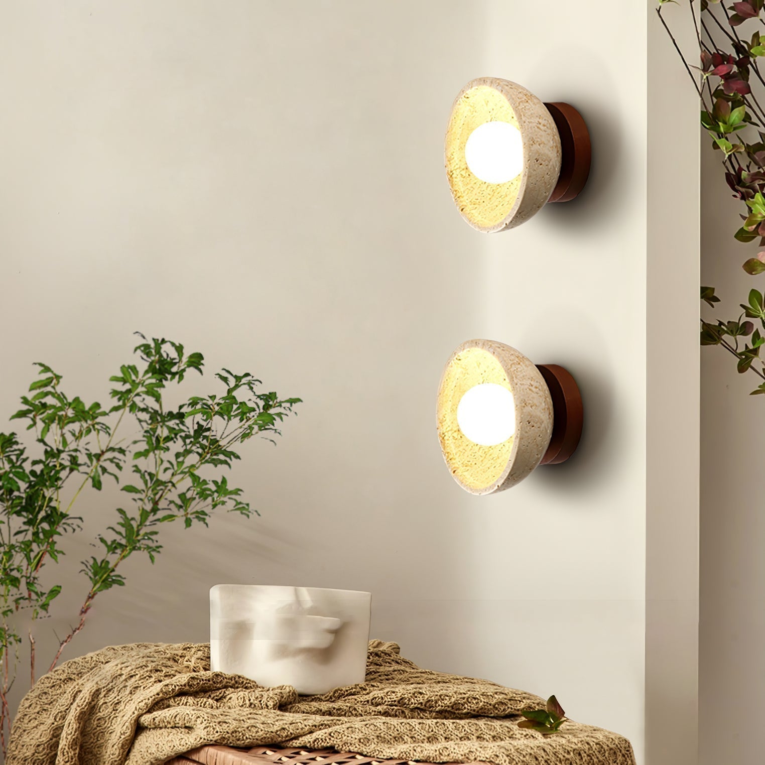 Nalen Half-Dome Travertine Wall Light