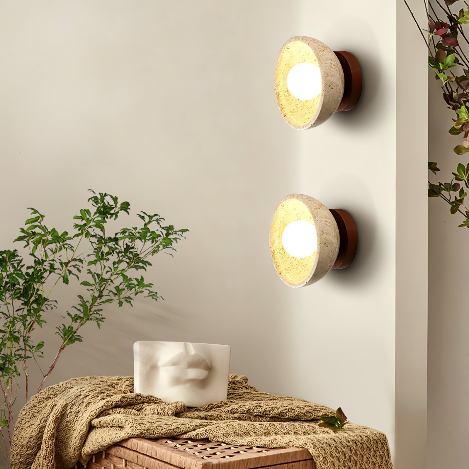 Nalen Half-Dome Travertine Wall Light