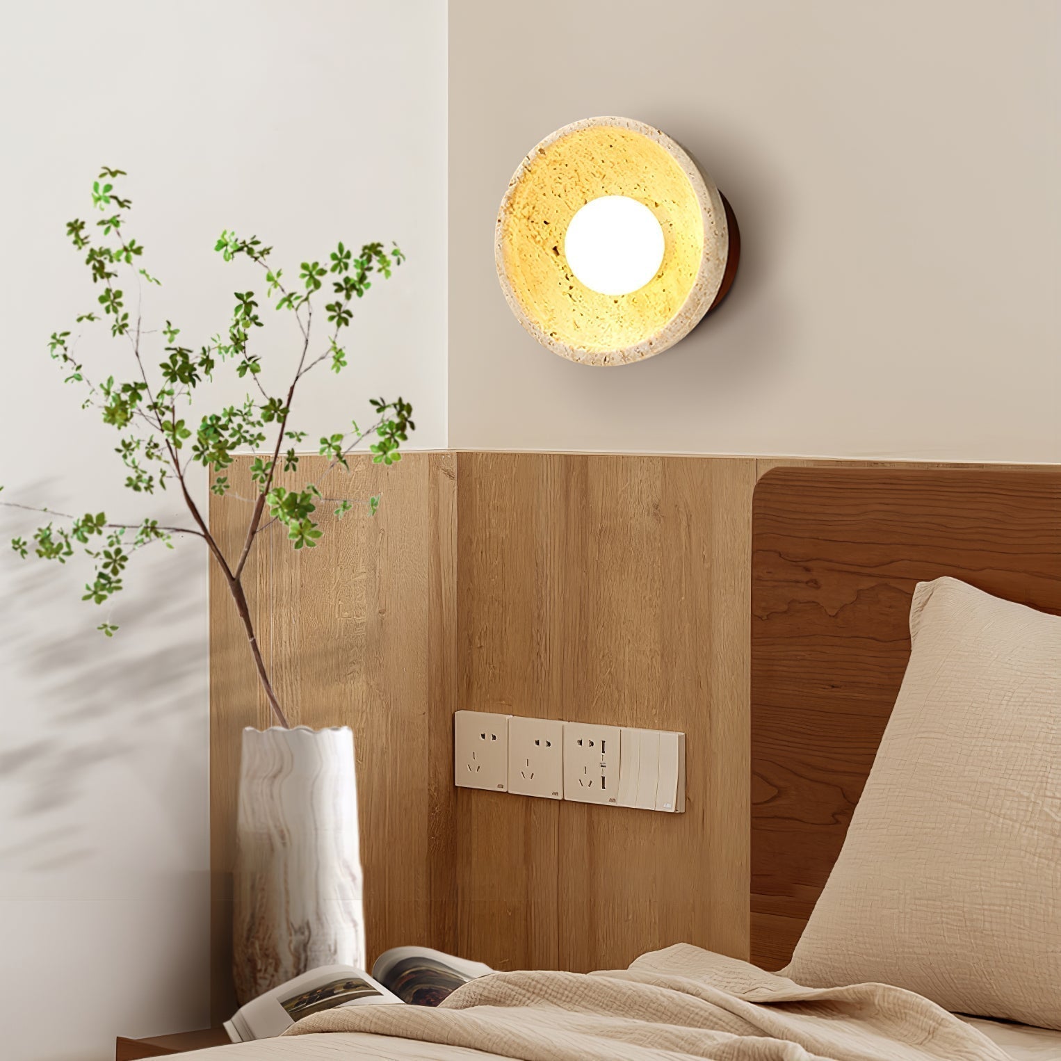 Nalen Half-Dome Travertine Wall Light