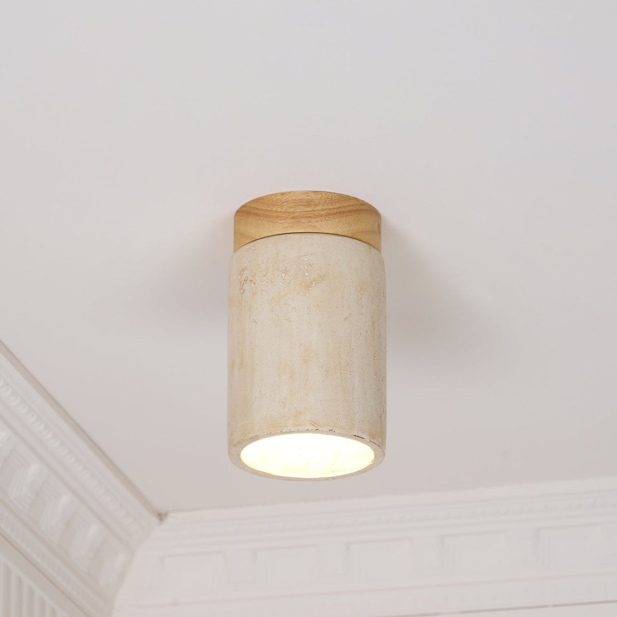Valelelle Cylinder Cap Travertine Ceiling Light