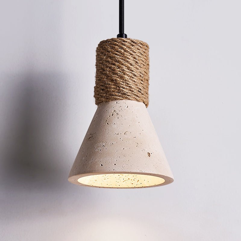 Taverette Vintage Yellow Travertine Rope Pendant Light