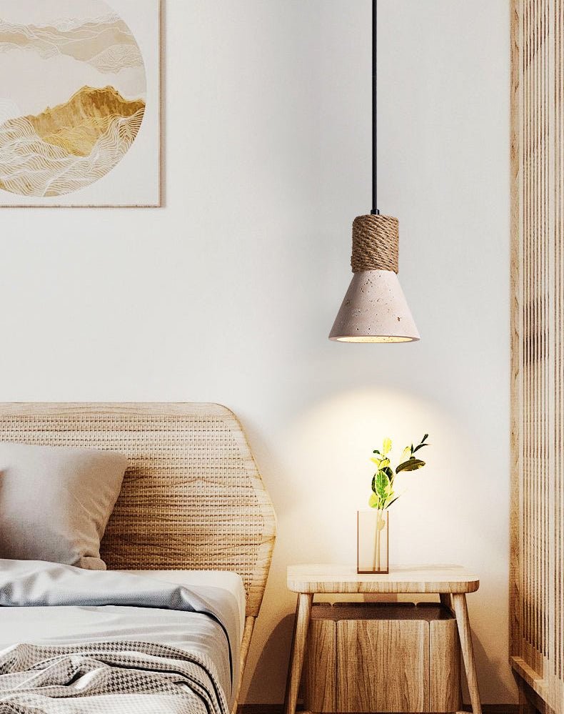 Taverette Vintage Yellow Travertine Rope Pendant Light