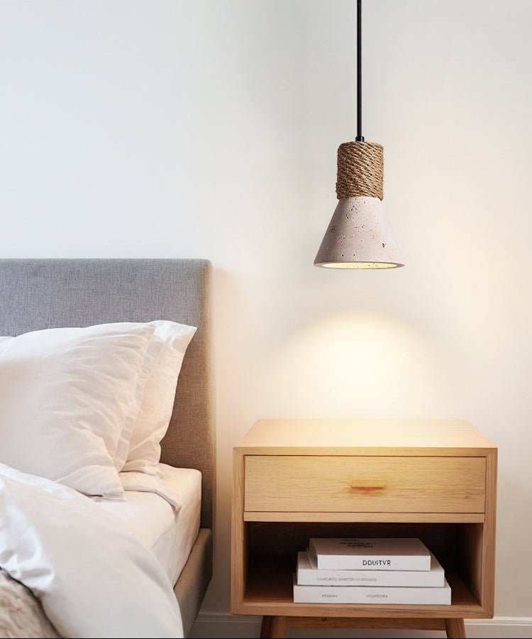 Taverette Vintage Yellow Travertine Rope Pendant Light