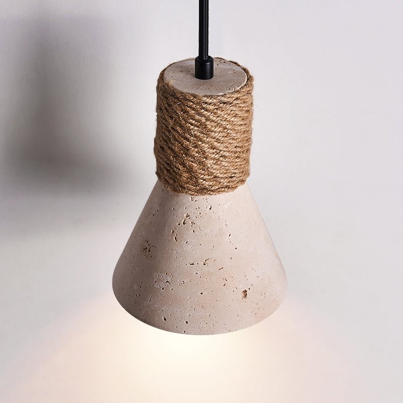 Taverette Vintage Yellow Travertine Rope Pendant Light